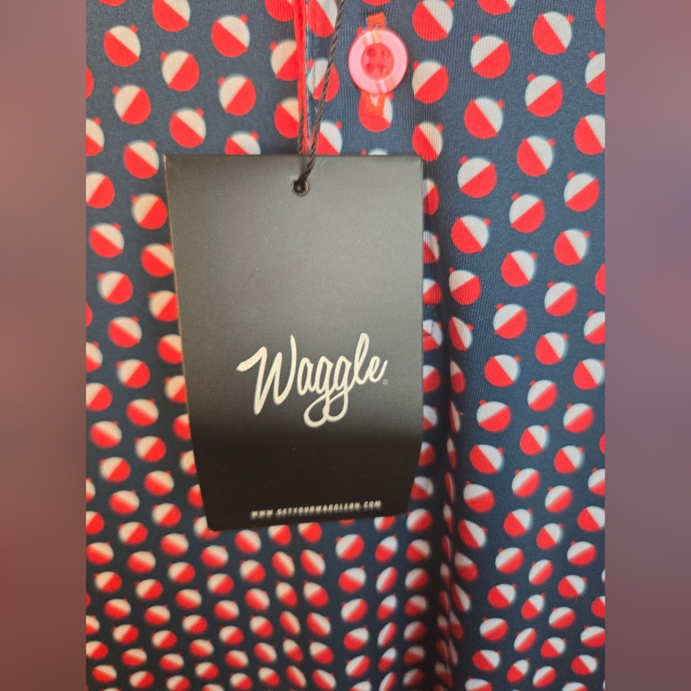 Waggle Red & Navy Bobber Print Short-Sleeve Golf Polo XL NWT (6475) - Picture 4 of 7